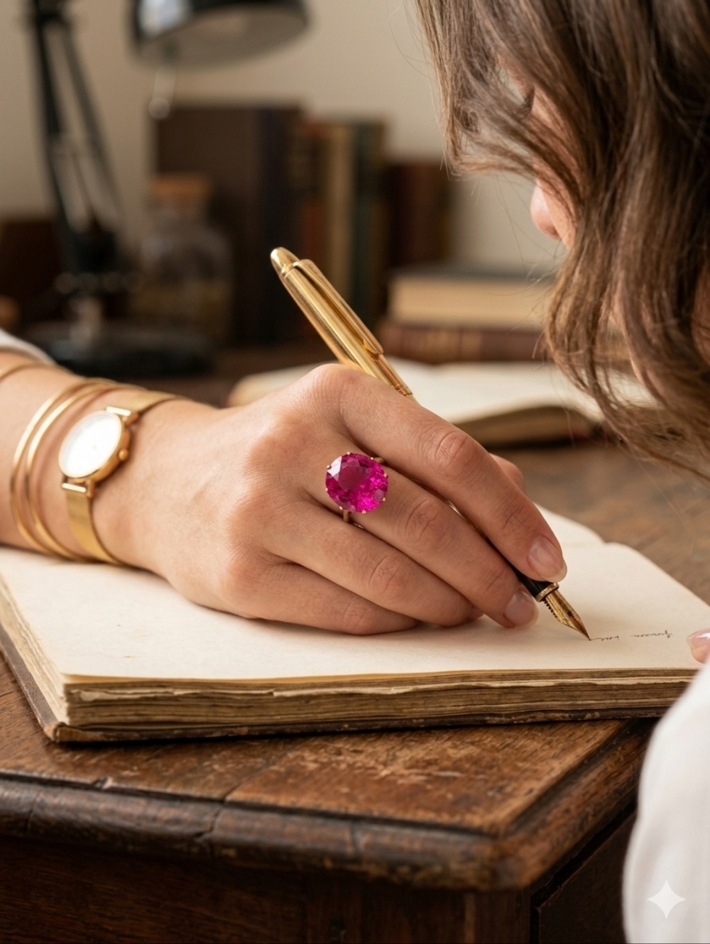 Pink Round Cut Ruby Cocktail 14k Gold Ring S.6.5 - Picture 2 of 14